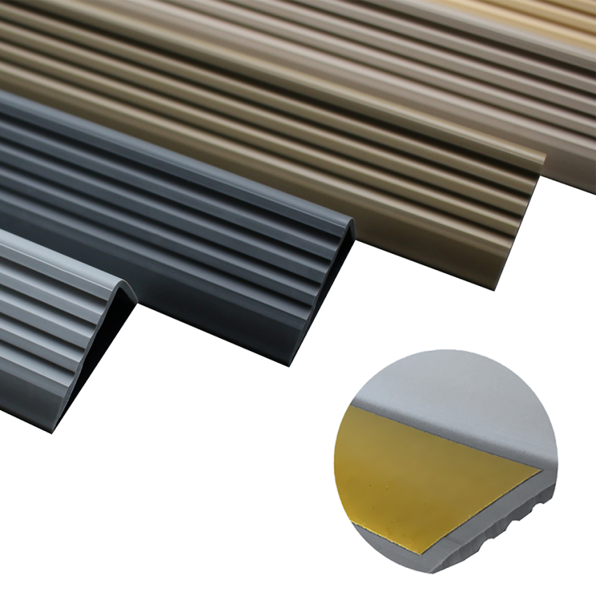 Treppenkantenprofil, Selbstklebend, PVC, Kunststoff, Antirutsch-Profil, Winkelprofil, 40x25mm, beige