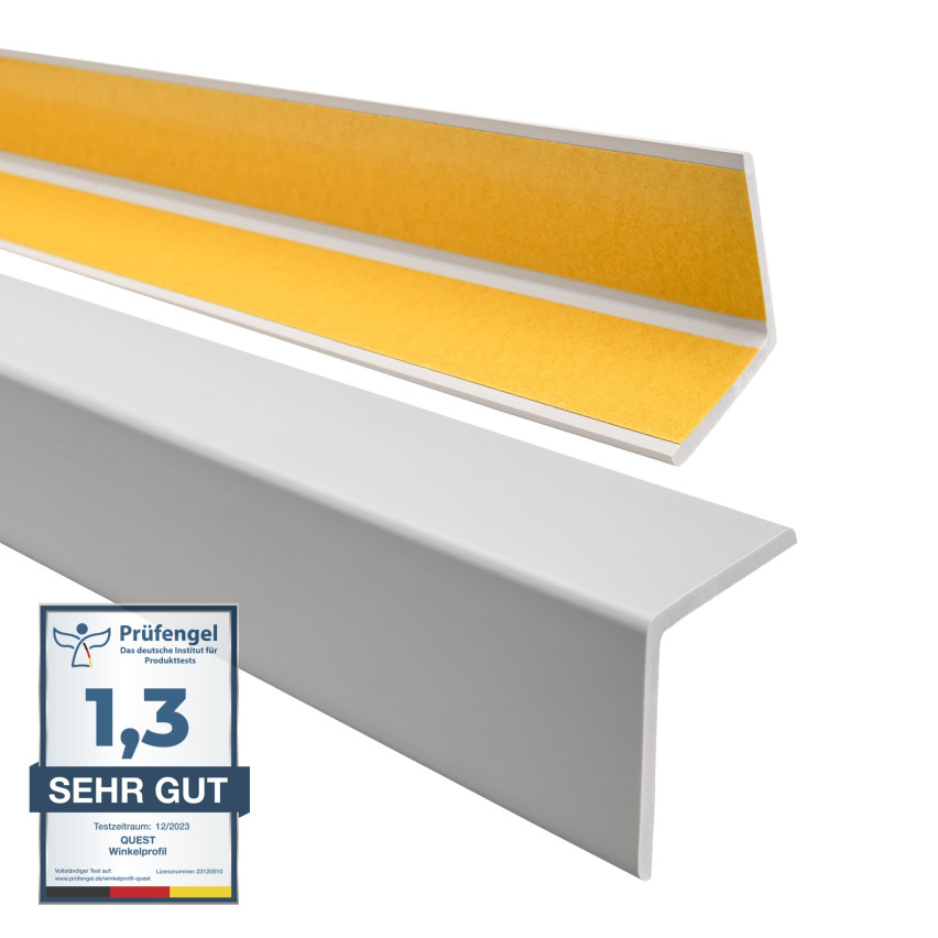 PVC-Eckprofil, selbstklebender Kunststoff, Kantenschutz, hellgrau