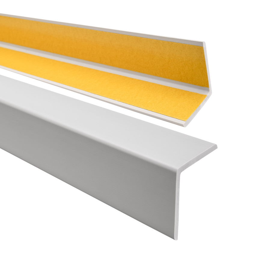 PVC-Eckprofil, selbstklebender Kunststoff, Kantenschutz, hellgrau