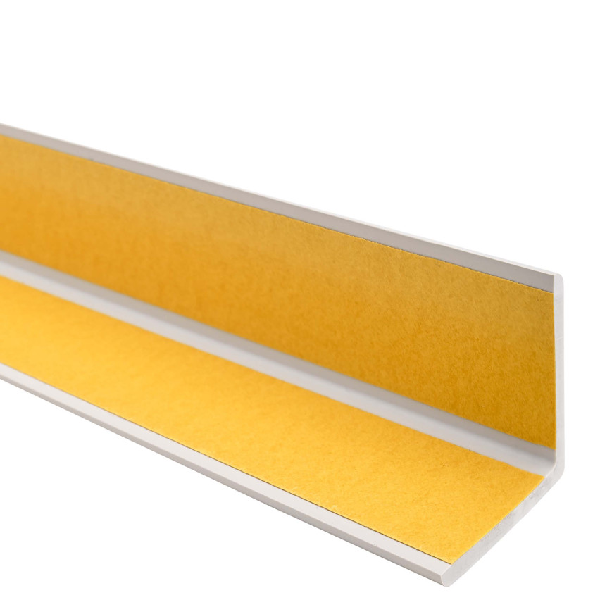 PVC-Eckprofil, selbstklebender Kunststoff, Kantenschutz, hellgrau