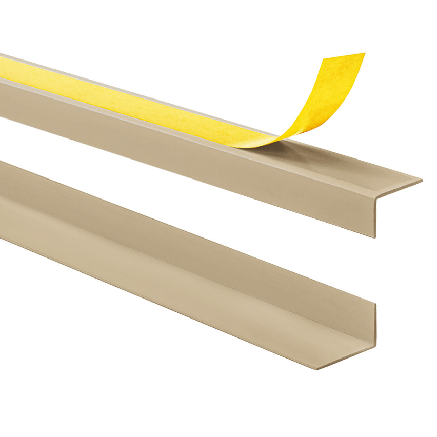 Winkelprofil Selbstklebend PVC Kunststoff Winkelleiste Kantenschutz – für Innenecken mit Klebeband auf der Außenseite, beige