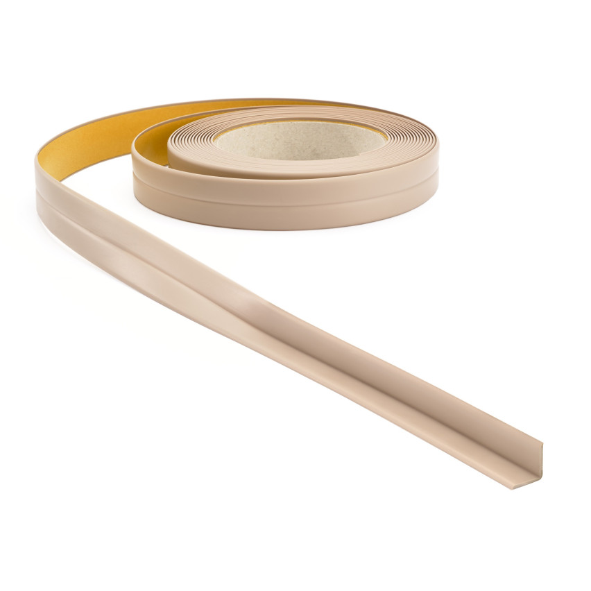 Weichsockelleiste selbstklebend 10x10mm für Küche und Bad Knickleiste aus PVC Dichtungsband Fugendichtband Beige 5m