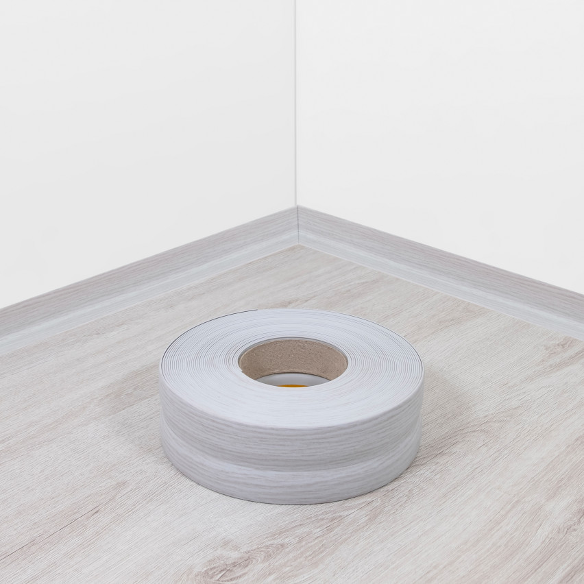 Weichsockelleiste selbstklebend 32x23 mm, flexible Wandabschlussleiste für Küche und Bad, Bodenleiste aus PVC, Dichtungsband, Birke