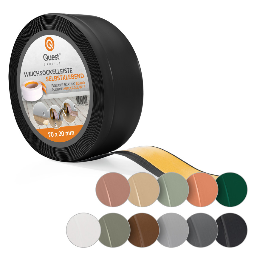 Selbstklebende PVC-Sockelleiste, 70x20mm, dunkelgrau