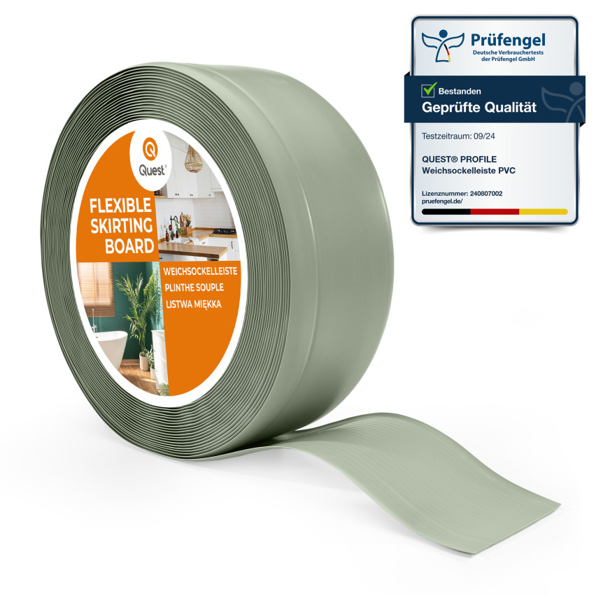 Weichsockelleiste, Flexibel Bodenleiste, Eckleiste, PVC 70x20mm, hellgrün