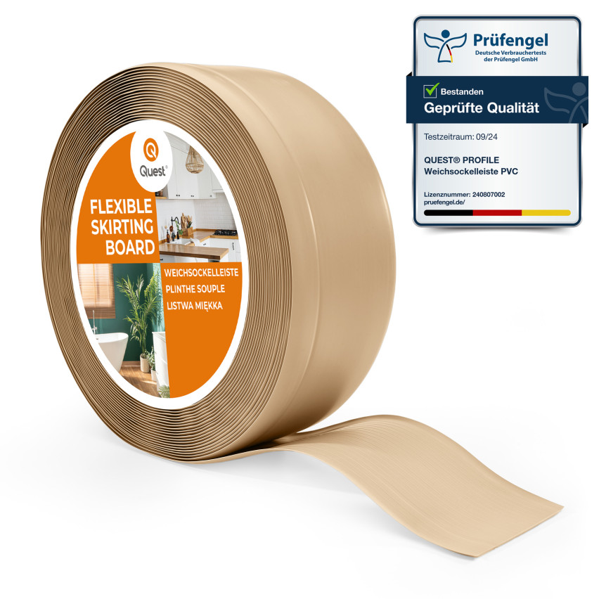 Weichsockelleiste, Flexibel Bodenleiste, Eckleiste, PVC 70x20mm, sand