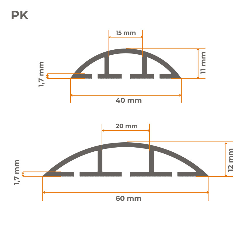 Selbstklebende PVC-Kabelkanäle - 200 cm, halbrund, beige