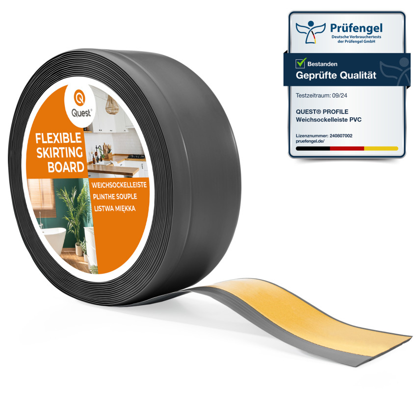 Selbstklebende PVC-Sockelleiste, 70x20mm, dunkelgrau