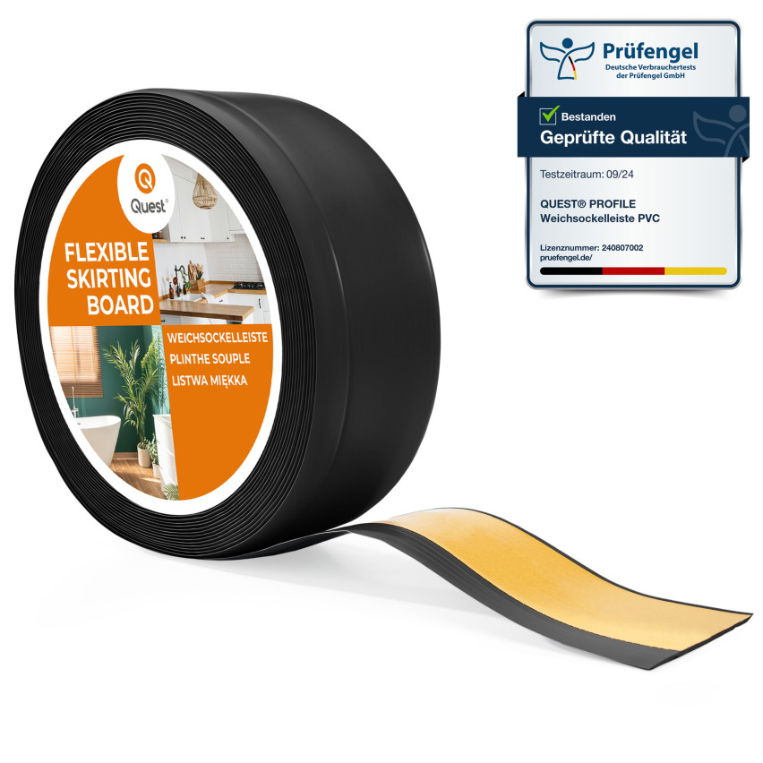 Selbstklebende PVC-Sockelleiste, 70x20mm, Schwarz