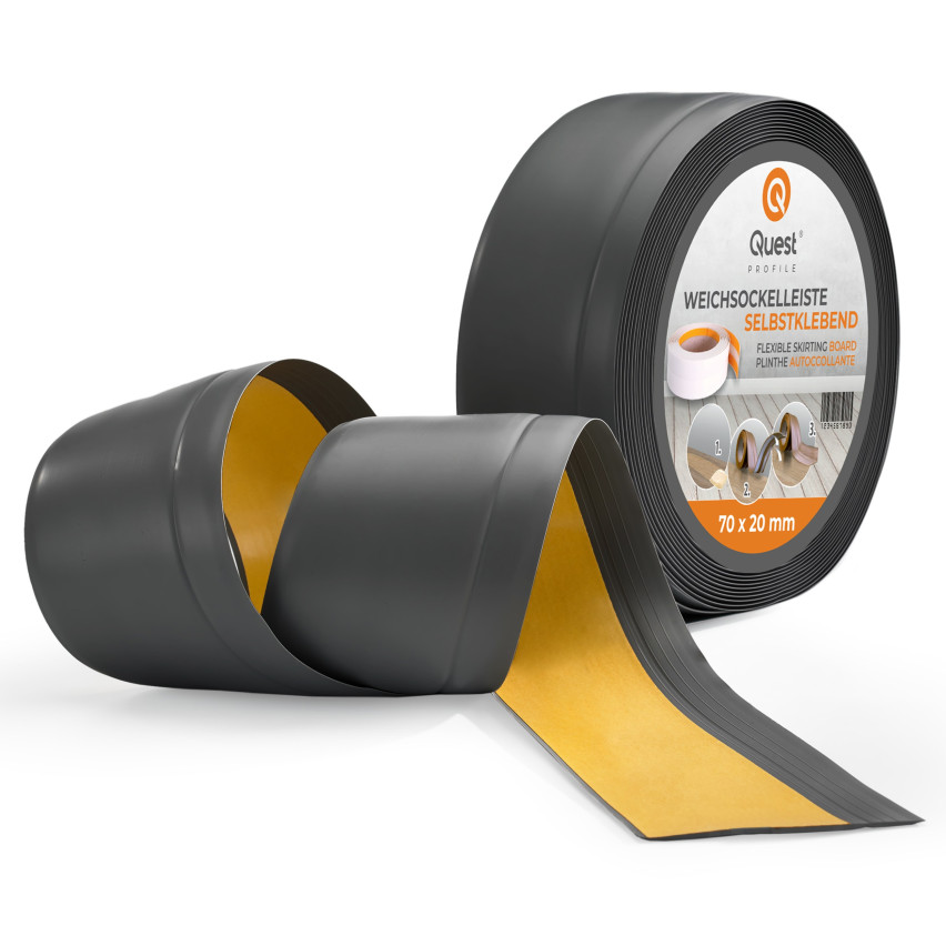 Selbstklebende PVC-Sockelleiste, 70x20mm, dunkelgrau