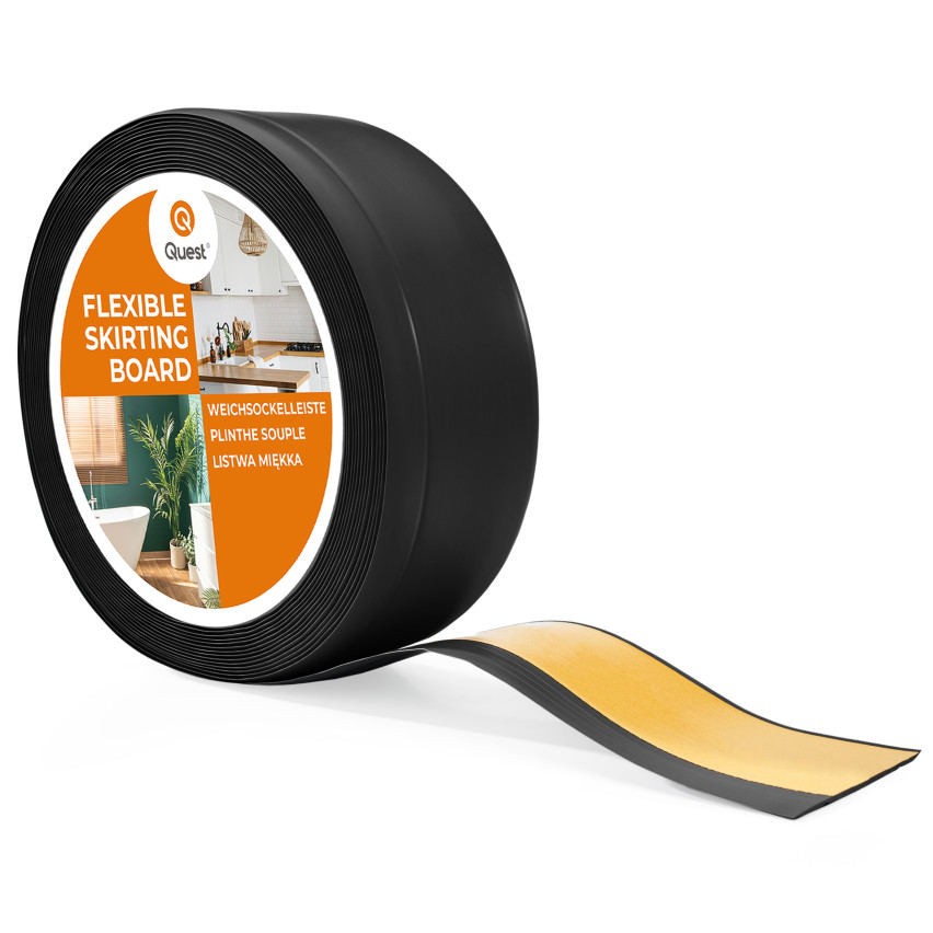 Selbstklebende PVC-Sockelleiste, 70x20mm, Schwarz