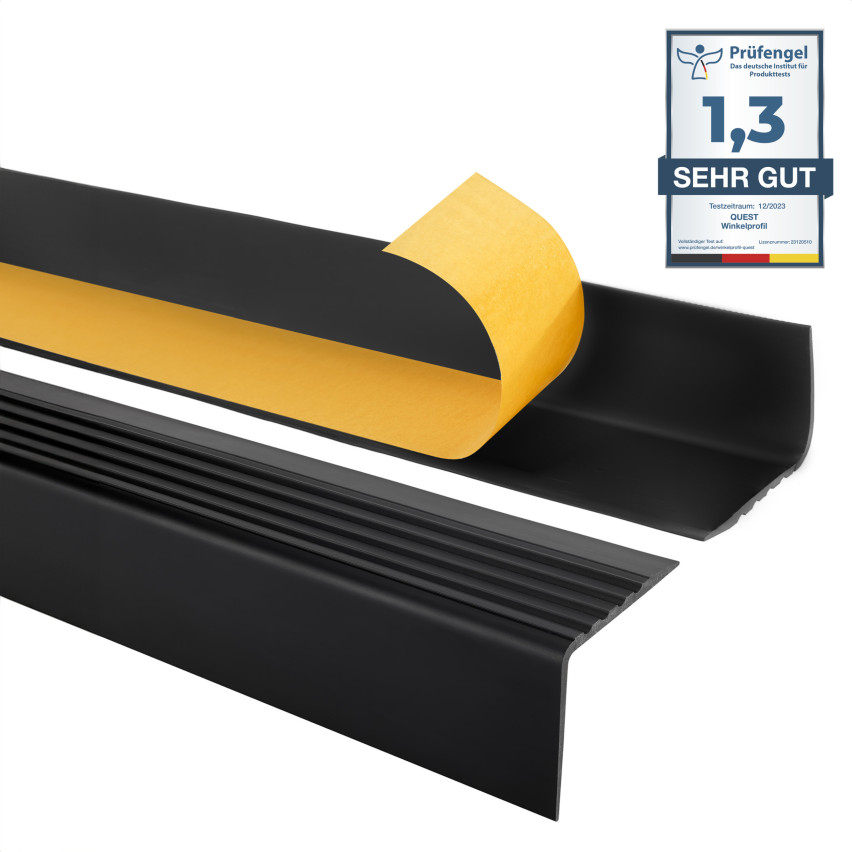 Rutschfestes Treppenprofil mit Kleber, 50x42mm, schwarz,