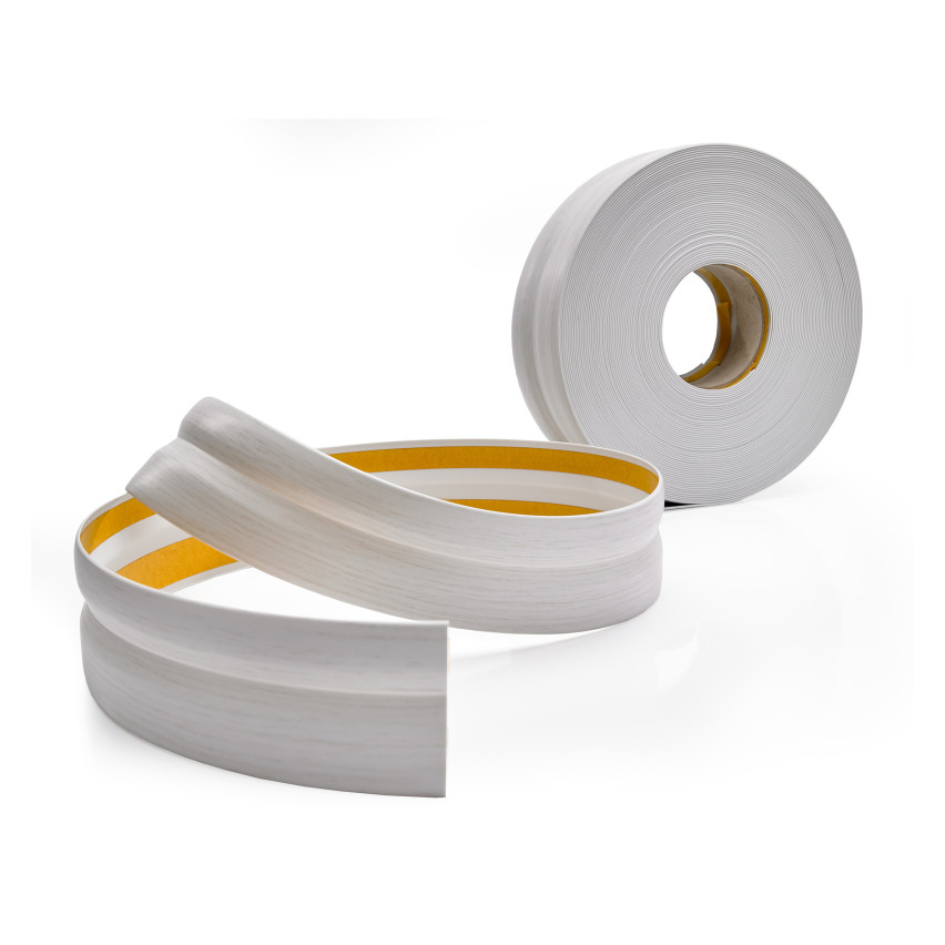 Weichsockelleiste selbstklebend 32x23 mm, flexible Wandabschlussleiste für Küche und Bad, Bodenleiste aus PVC, Dichtungsband, Birke