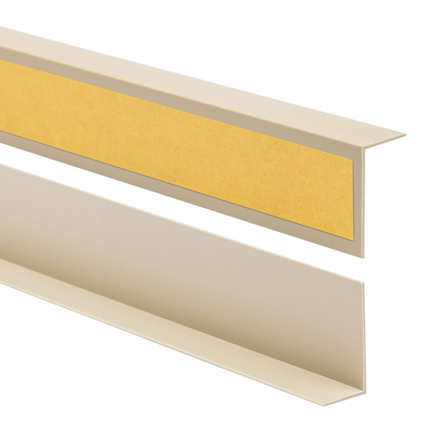 Winkelprofil Selbstklebend PVC Kunststoff Winkelleiste Kantenschutz – für Innenecken mit Klebeband auf der Außenseite, beige