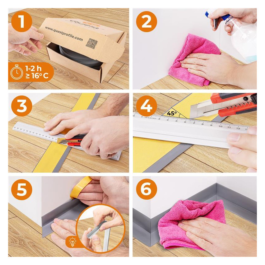 Selbstklebende PVC-Sockelleiste 50x20mm hellbraun