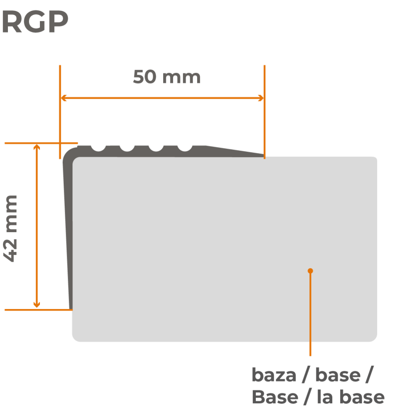 Rutschfestes Treppenprofil mit Kleber, 50x42mm, cremig,