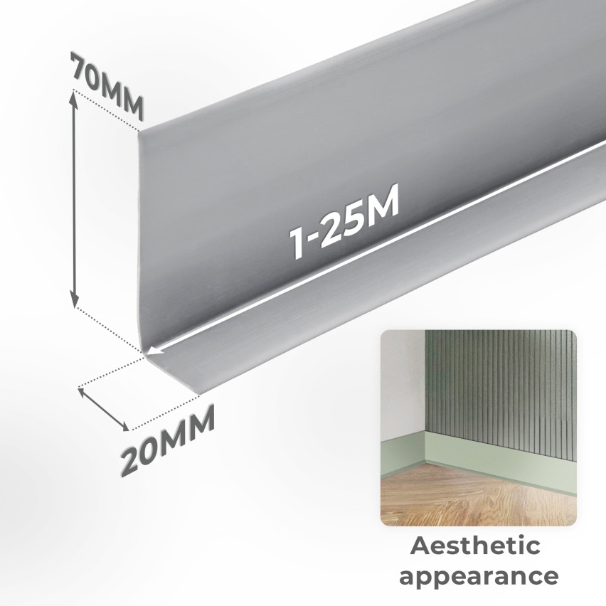 Weichsockelleiste, Flexibel Bodenleiste, Eckleiste, PVC 70x20mm, hellgrün